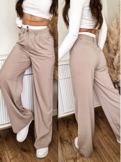 Rene Wide Leg Broek Beige