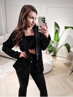 Glitter Blazer Black