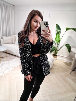 Glitter Blazer Black & Silver